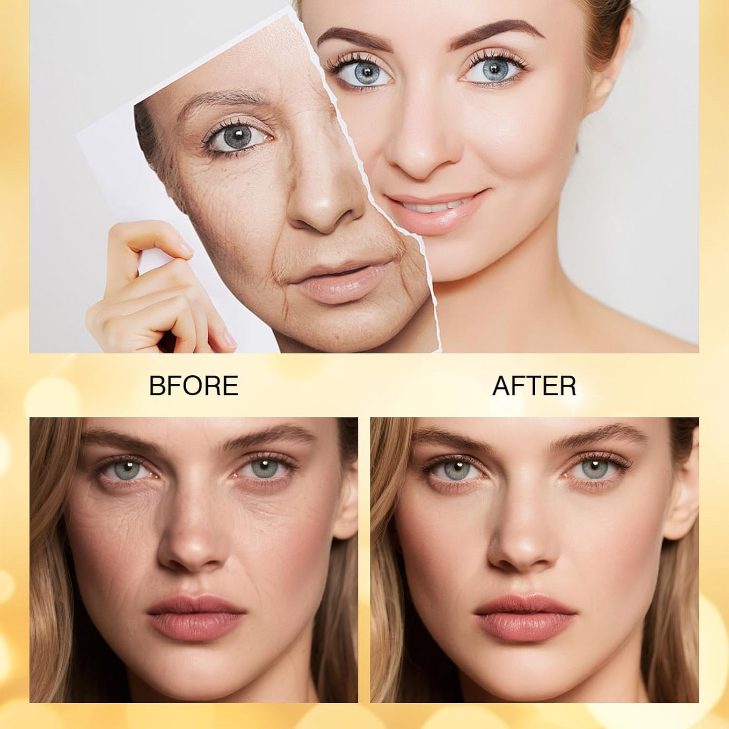 24K Gold Facial Serum – Hyaluronic Acid & Collagen Brightening Care