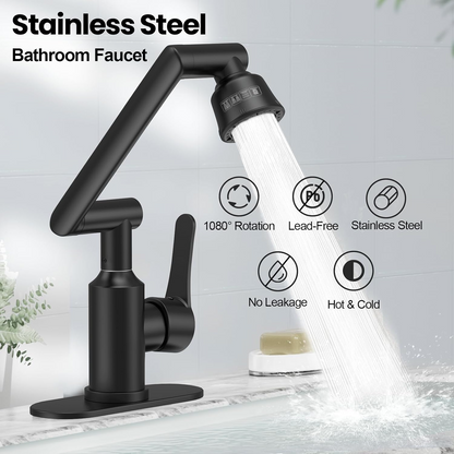 Deck Mounted Bathroom Faucet Wash Basin Tap with Ceramic Valve Core