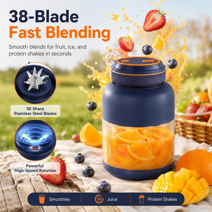 USB Rechargeable Personal Blender Smoothie Maker with Glass Jar