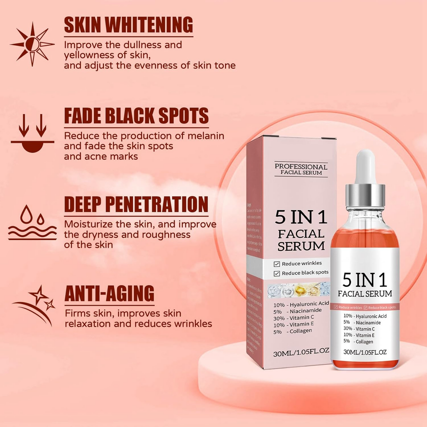 5 in 1 Hyaluronic Acid & Vitamin C Facial Serum