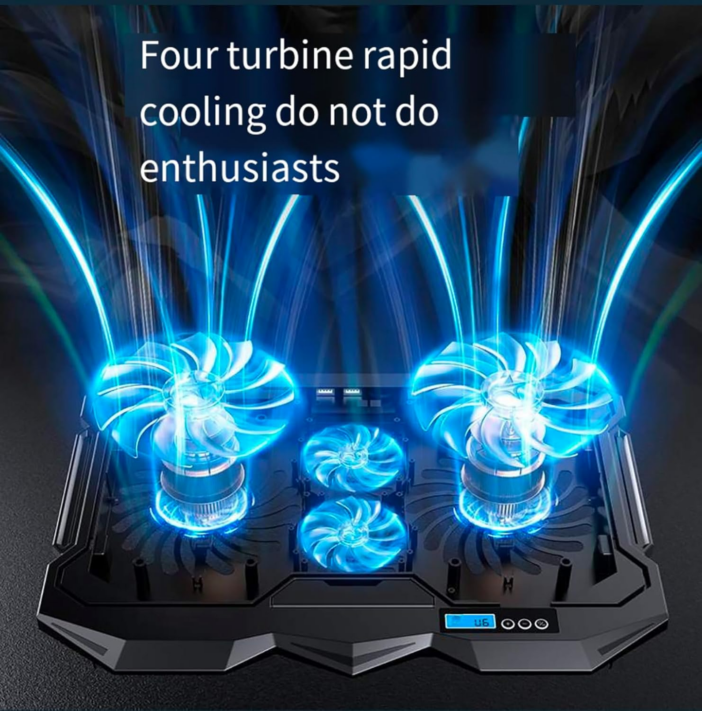 Portable Laptop Cooling Pad – Adjustable Stand with 4 Cooling Fans & LCD Display