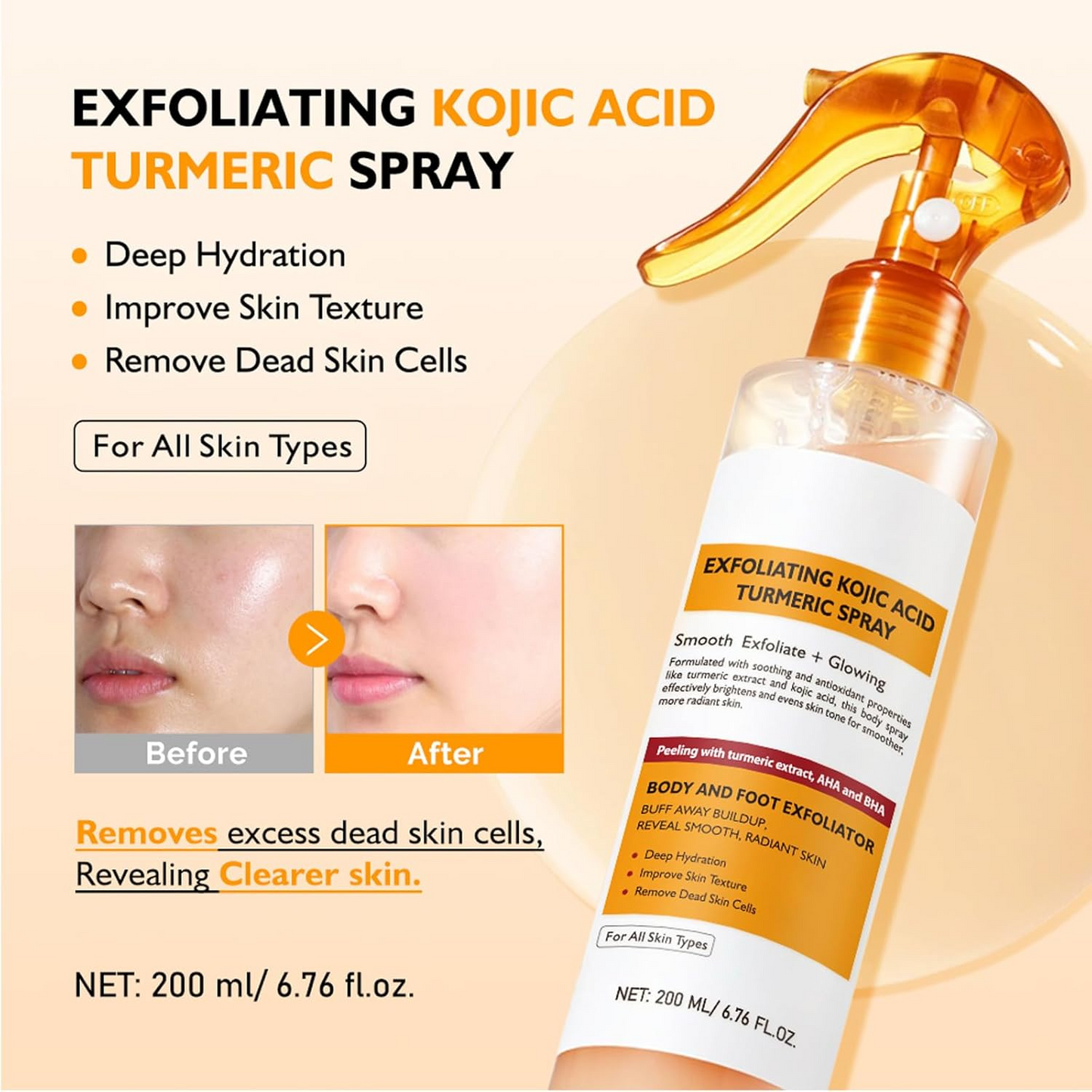 Kojic Turmeric Glow Spray – Gentle Exfoliating Brightening Mist