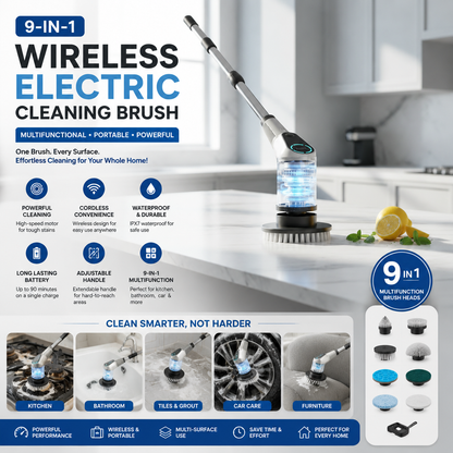 9 in 1 Wireless Electric Cleaning Brush for Kitchen & Home