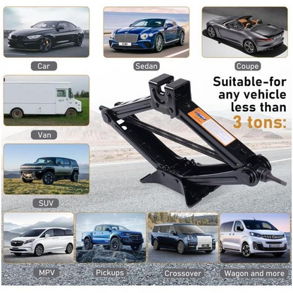 2 Ton Scissor Car Jack – Portable U Head Lift with Ratchet Wrench