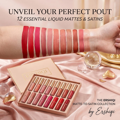 12 Color Lip Gloss Set Matte & Pearl Finish