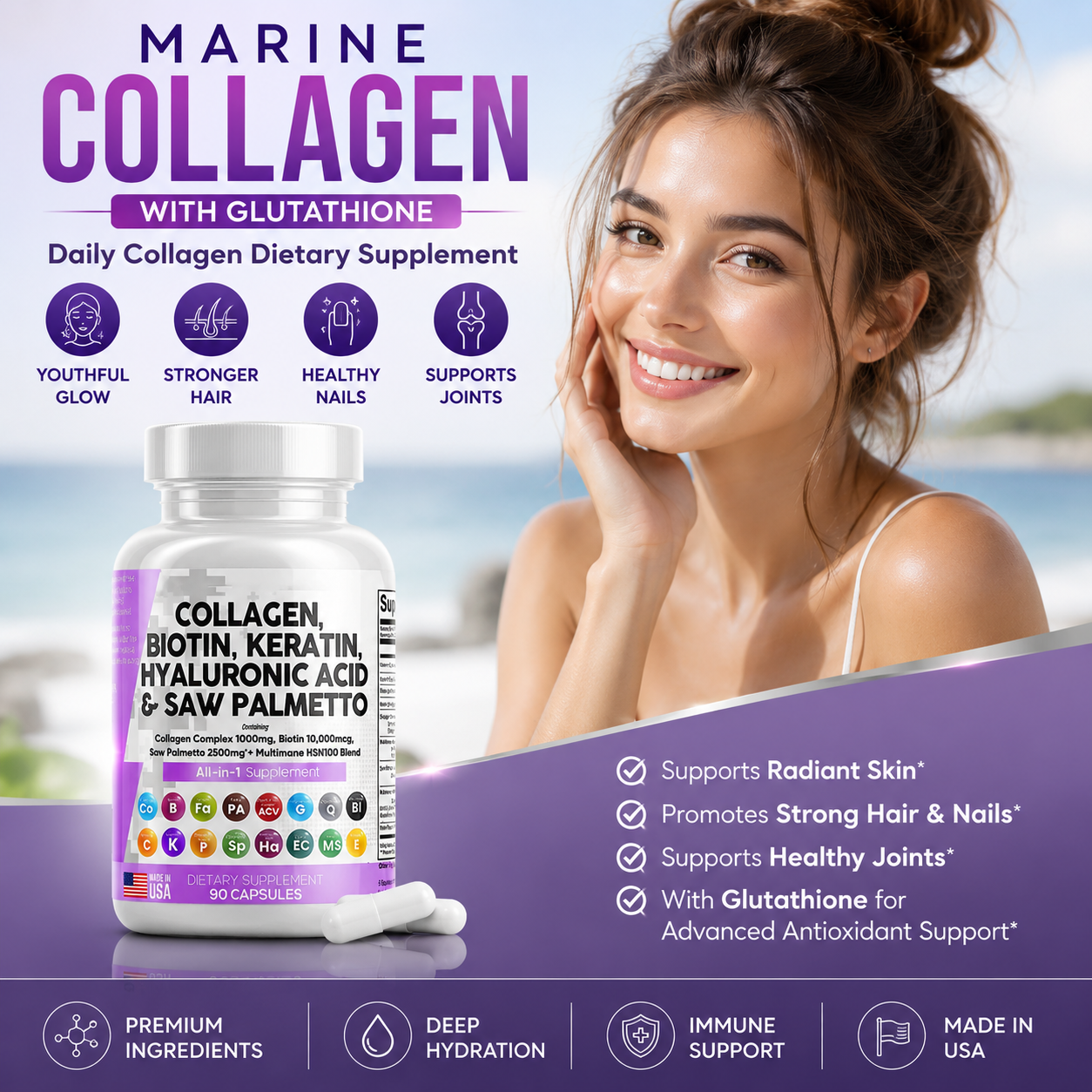 Marine Collagen Capsules with Glutathione