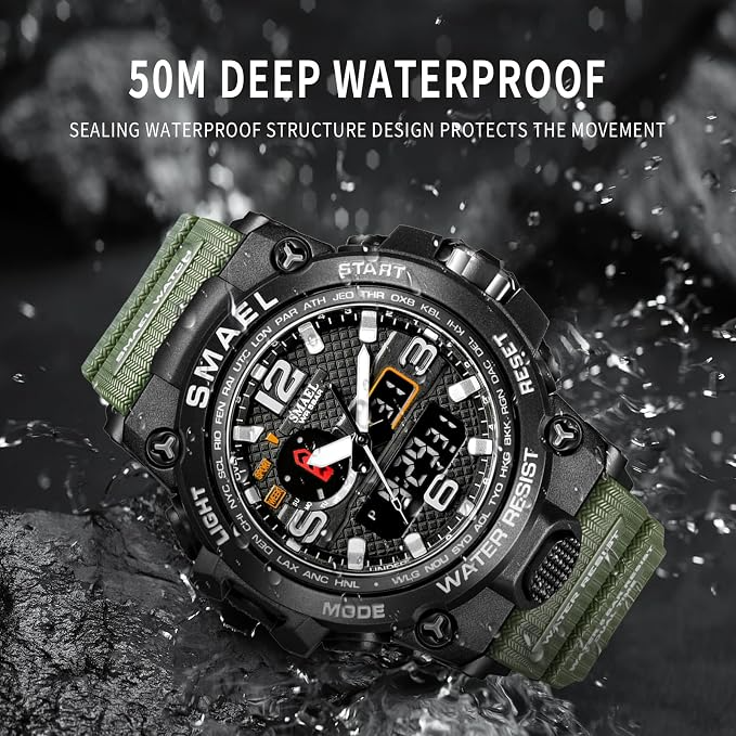 SMAEL Men's Quartz Sports Wristwatch with Silicone Strap