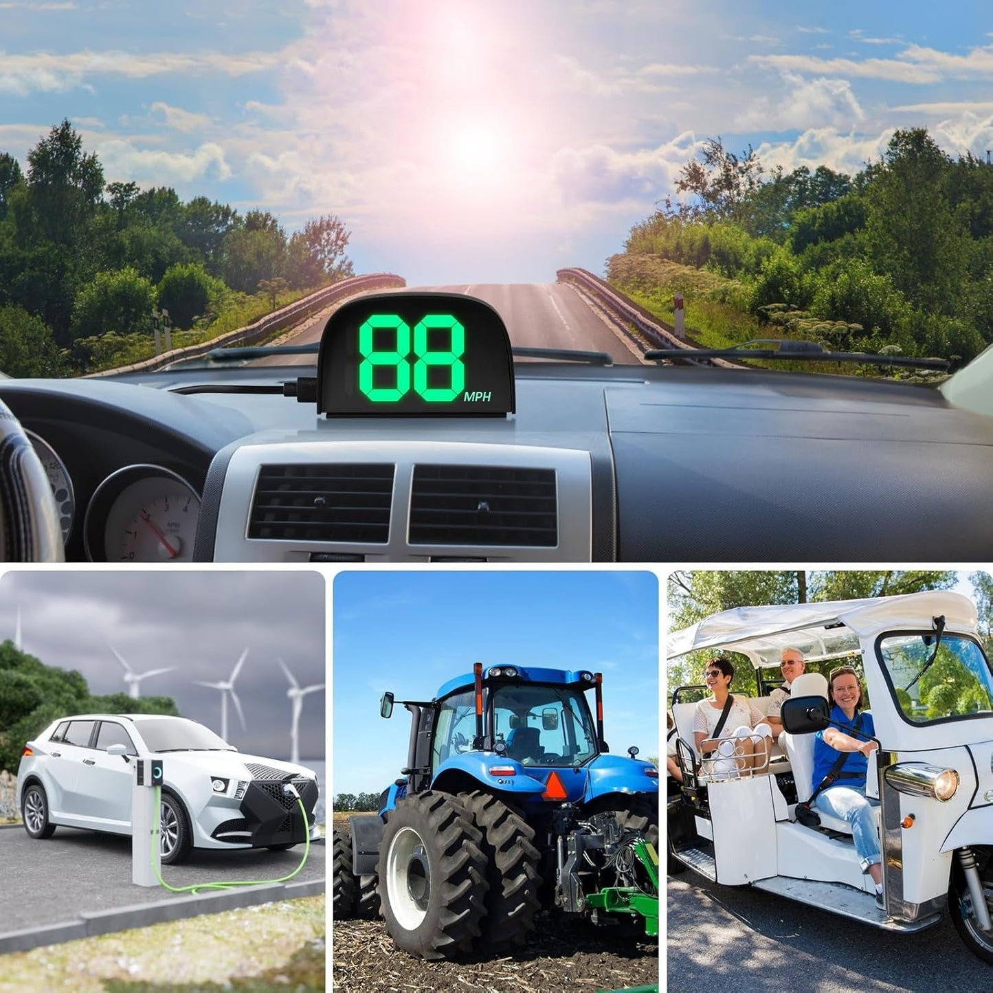 Universal Car HUD Head-Up Display – GPS Speedometer KMH/MPH