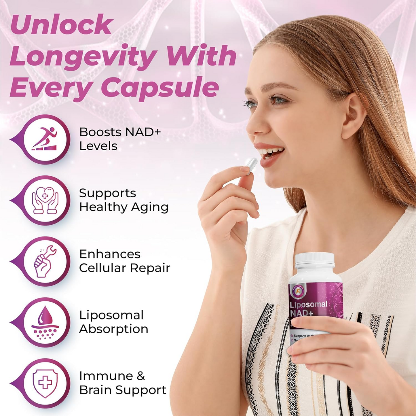 10 in 1 Liposomal NAD+ Support Complex Daily Antioxidant Supplement