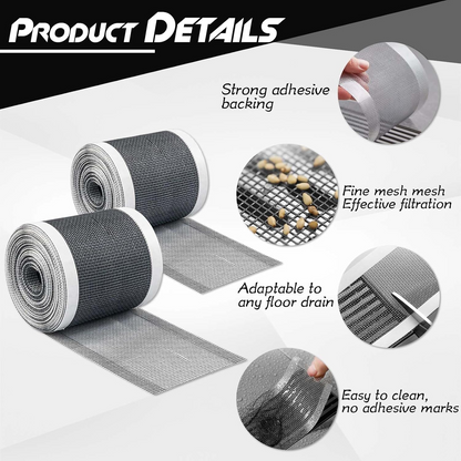 Disposable Drain Hair Catcher Stickers – Self-Adhesive Bathroom Floor Drain Filter Roll