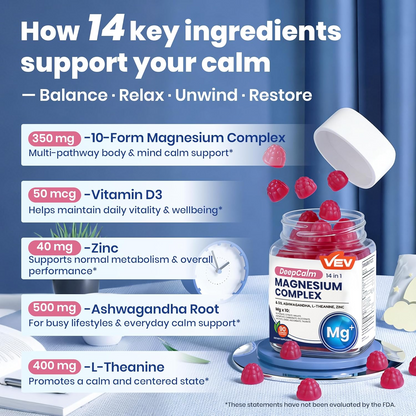 14 in 1 Ashwagandha Gummies with Vitamin D3, Zinc & Magnesium