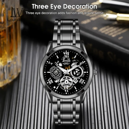 Classic Roman Numeral Men's Quartz Watch Stainless Steel Wristwatch