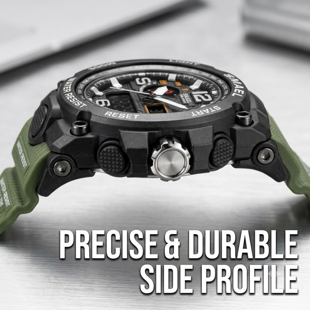 SMAEL Men's Quartz Sports Wristwatch with Silicone Strap