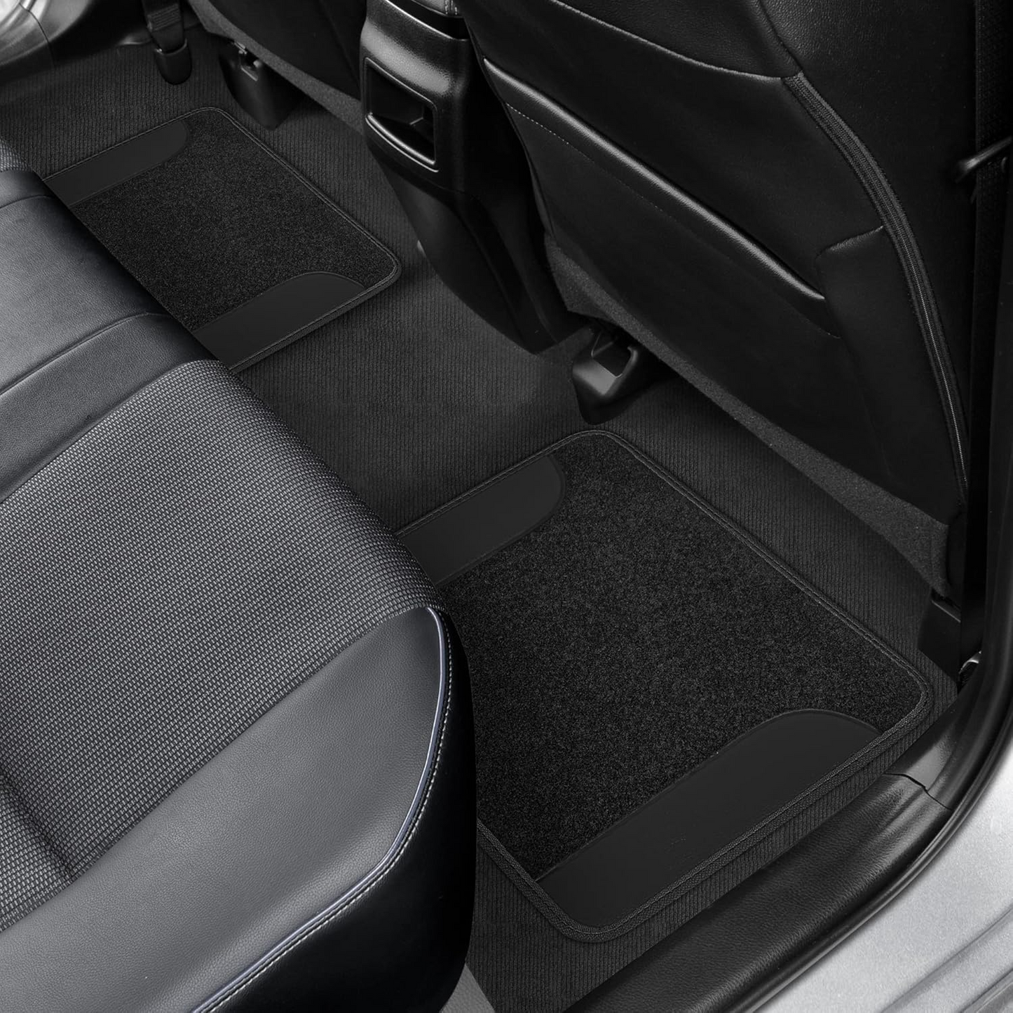 Universal Car Floor Mats – 4 Piece PVC Flocking Carpet Set