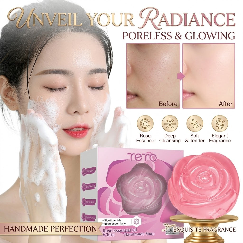 Rose Essential Oil Handmade Bath Soap Bar for All Skin Types