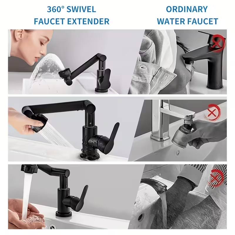 Deck Mounted Bathroom Faucet Wash Basin Tap with Ceramic Valve Core