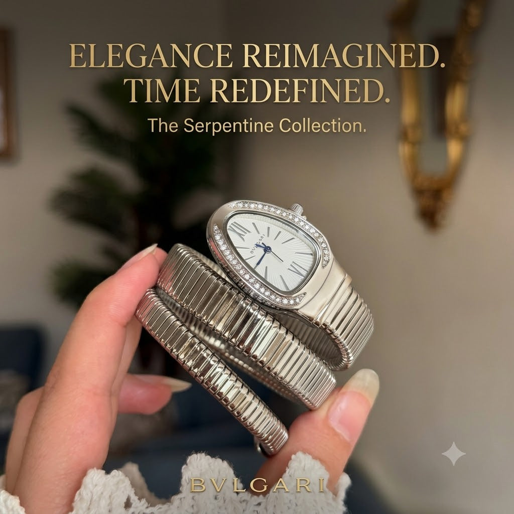Women's Snake Head Quartz Watch – Luxury Diamond Accent Elastic Band Fashion Timepiece