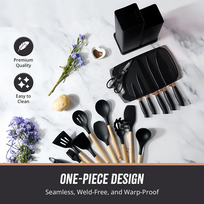 19 Piece Silicone Mold & Plastic Knife Set Kitchen Cutting Tool Kit
