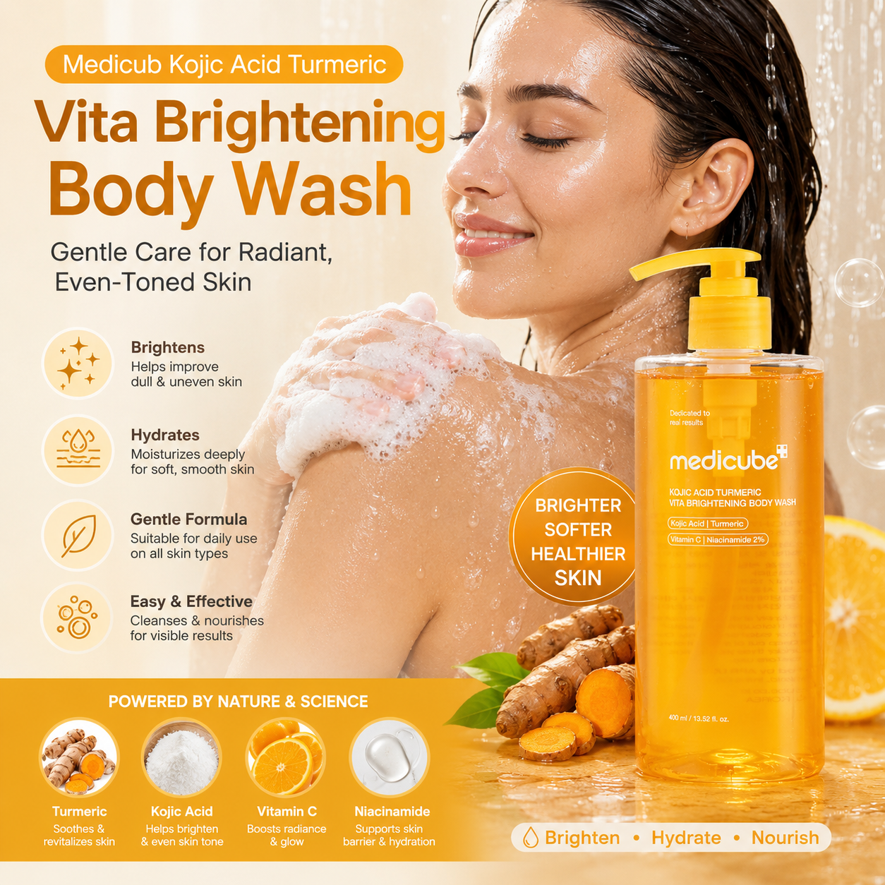Medicub Kojic Acid & Turmeric Brightening Body Wash