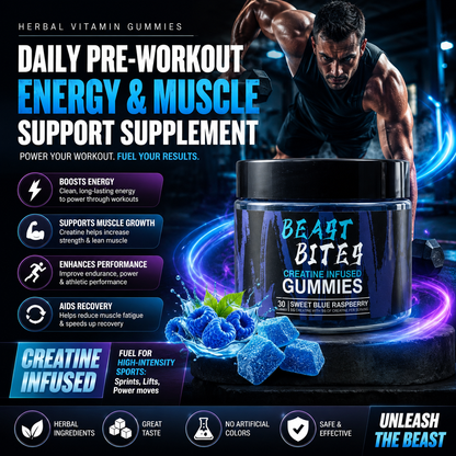 Herbal Vitamin Gummies – Daily Pre-Workout Energy & Muscle Support Supplement