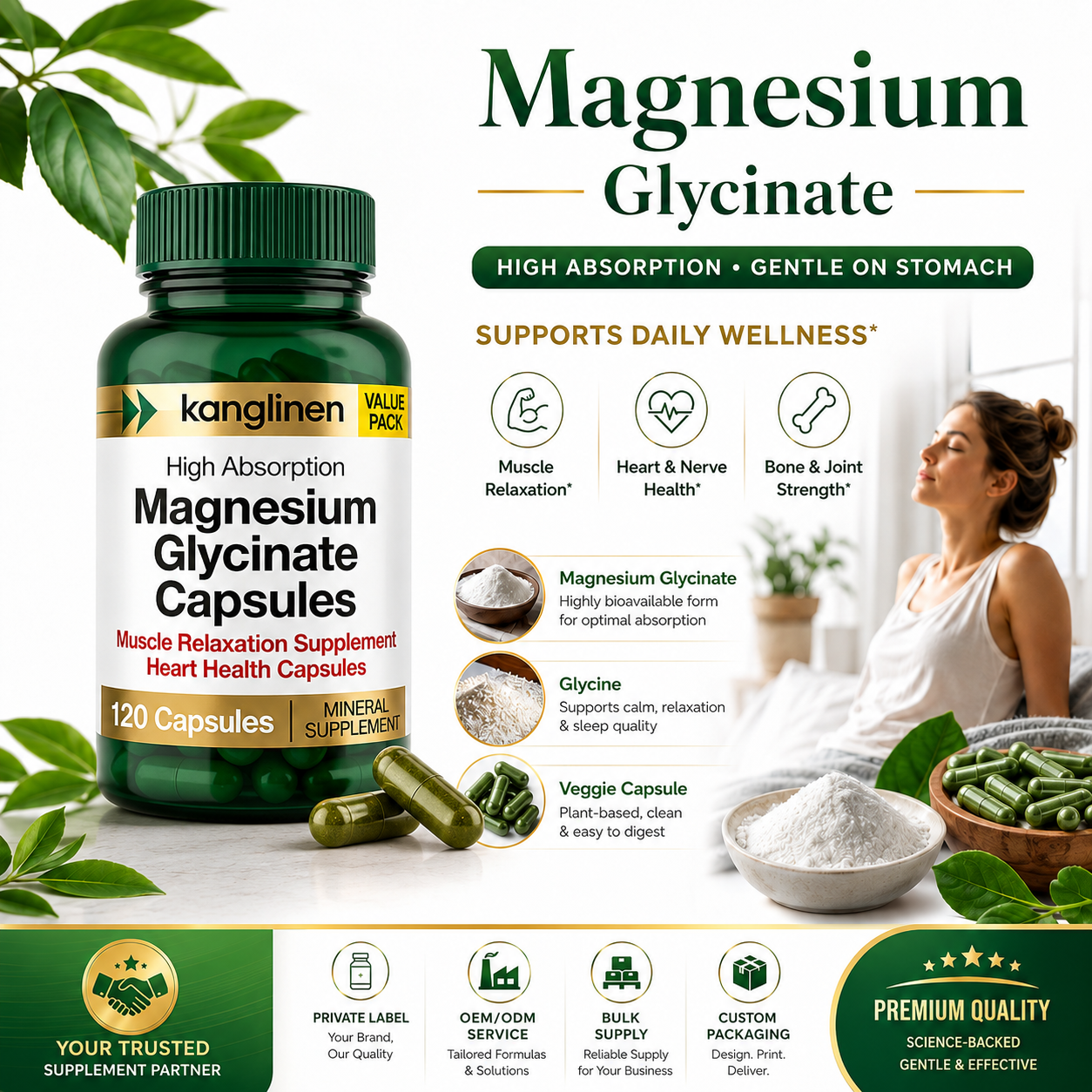 Adult Magnesium Glycinate Capsules – Daily Heart & Muscle Wellness Supplement