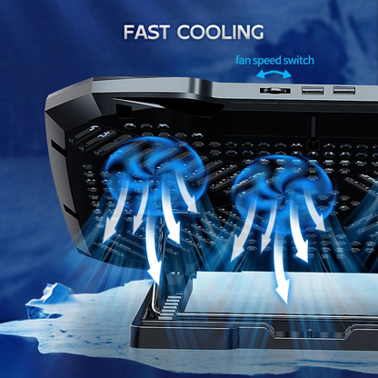 Portable Laptop Cooling Pad – Adjustable Stand with 4 Cooling Fans & LCD Display