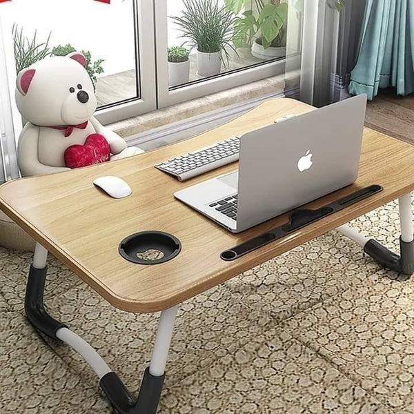 Wooden Folding Bed Table – Adjustable Portable Laptop & Camping Desk