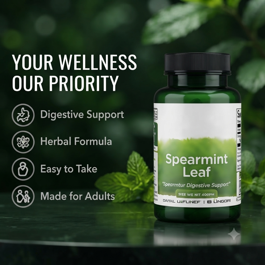 Spearmint Leaf Capsules – Herbal Dietary Supplement for Adults