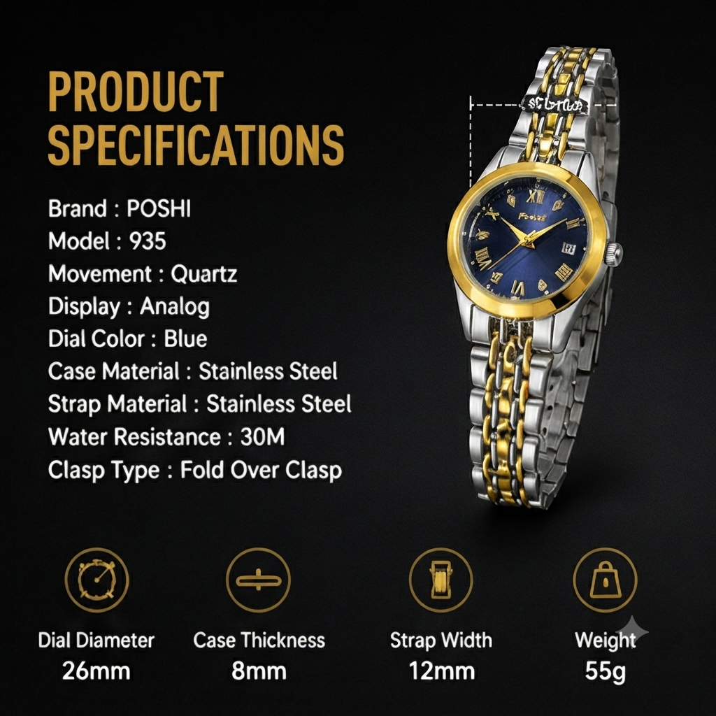 Women's Quartz Stainless Steel Waterproof Watch