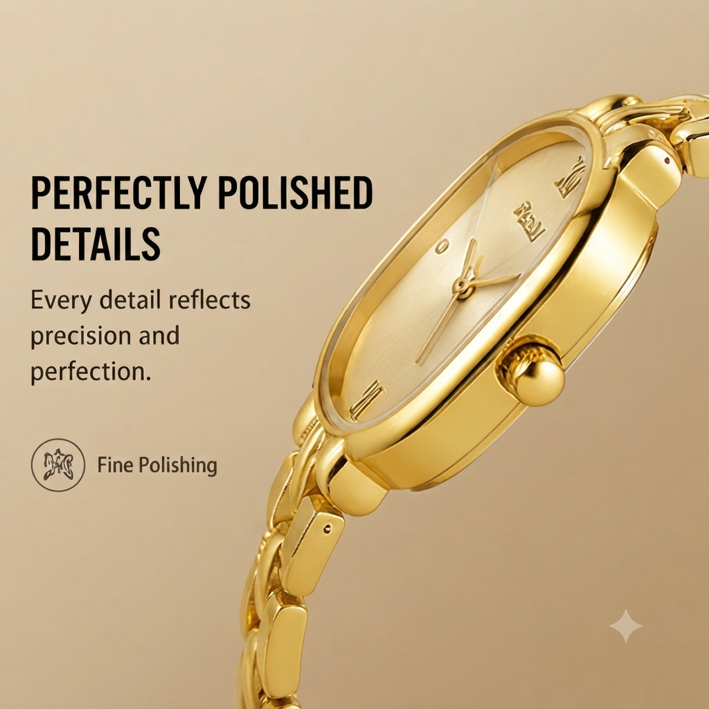 POSHI Women's Quartz Watch – Light Luxury Oval Dial Bracelet Watch