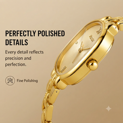 POSHI Women's Quartz Watch – Light Luxury Oval Dial Bracelet Watch