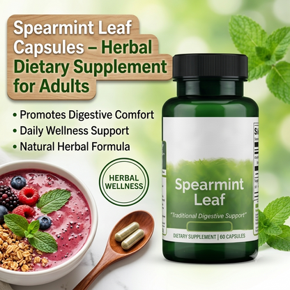 Spearmint Leaf Capsules – Herbal Dietary Supplement for Adults