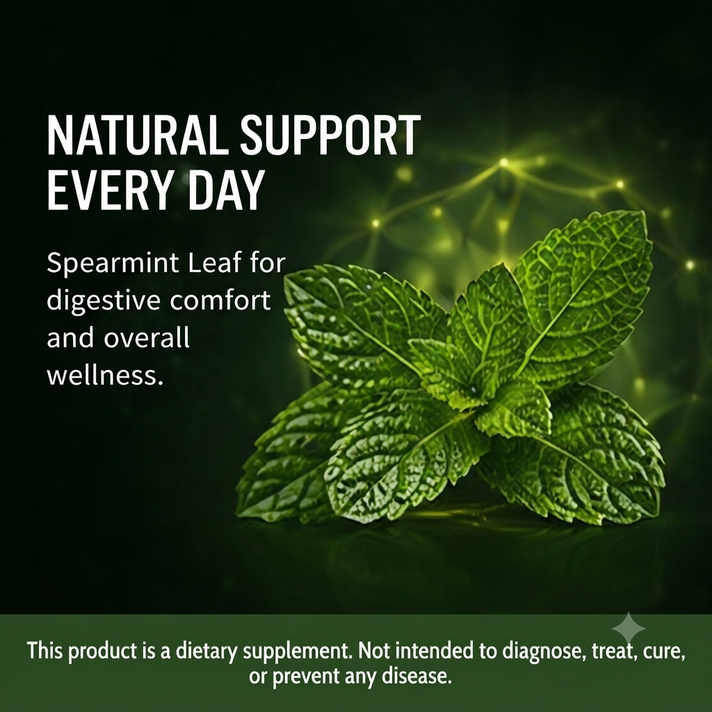 Spearmint Leaf Capsules – Herbal Dietary Supplement for Adults
