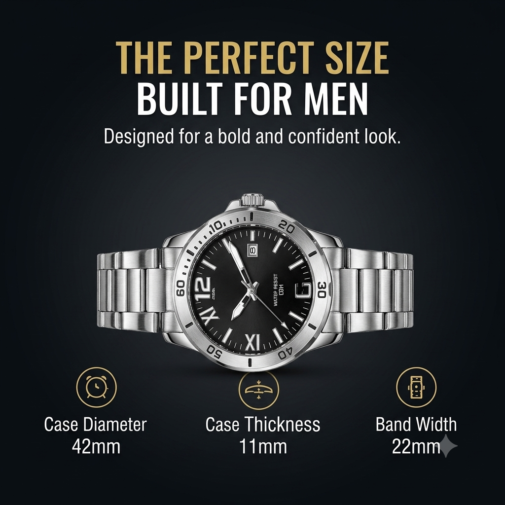 Men's Quartz Business Watch with Luminous Display & Calendar