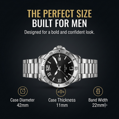 Men's Quartz Business Watch with Luminous Display & Calendar