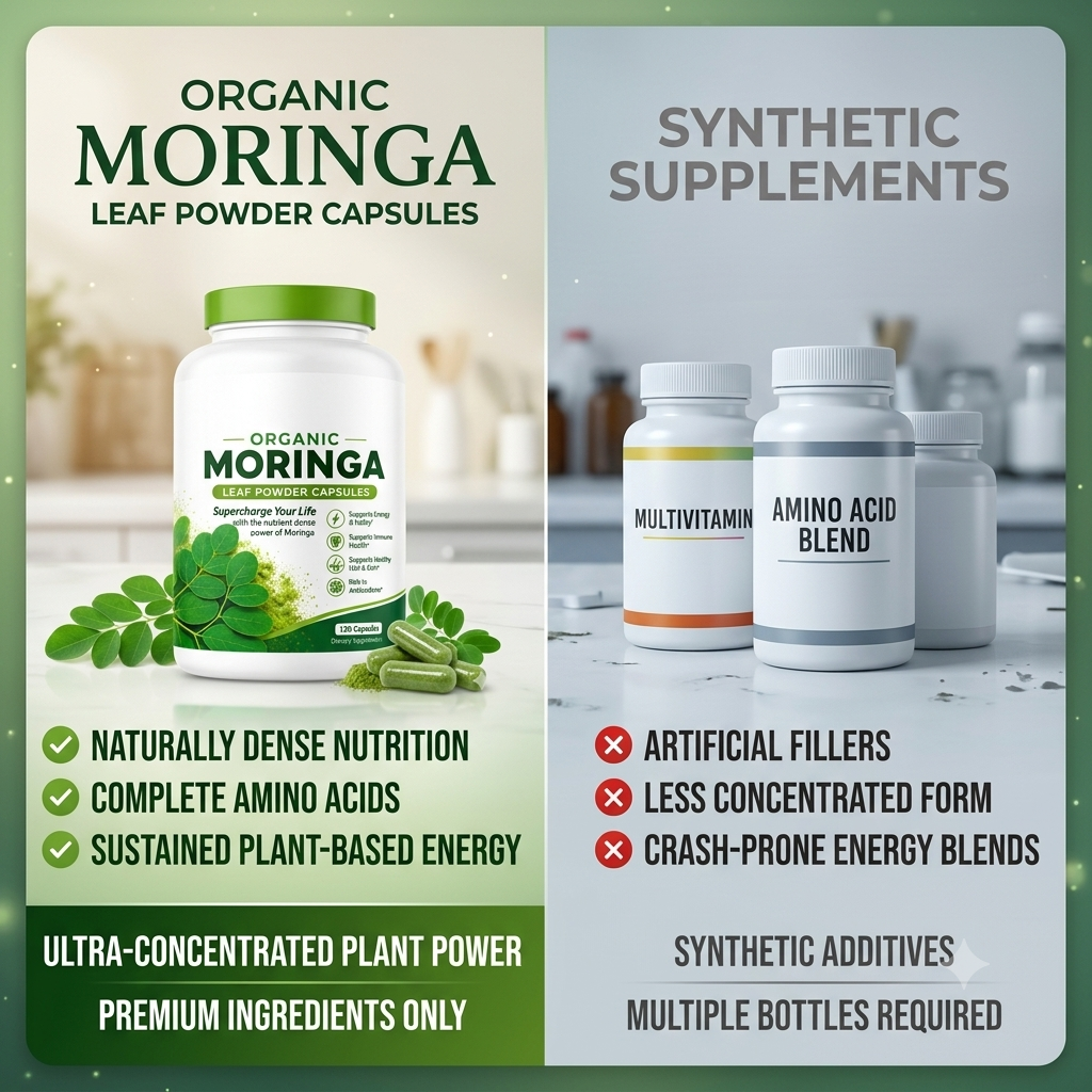 Moringa Capsules – Natural Plant-Based Multivitamin with Amino Acids for Daily Wellness Support