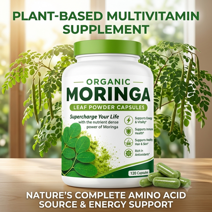 Moringa Capsules – Natural Plant-Based Multivitamin with Amino Acids for Daily Wellness Support