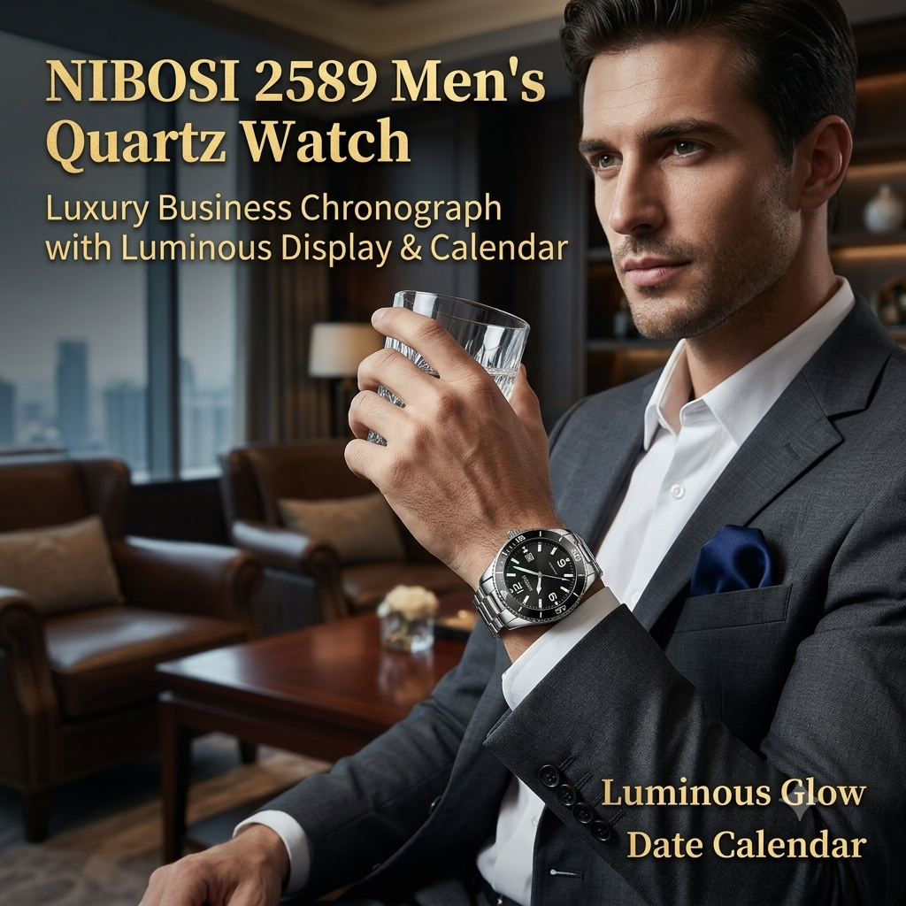 Men's Quartz Business Watch with Luminous Display & Calendar