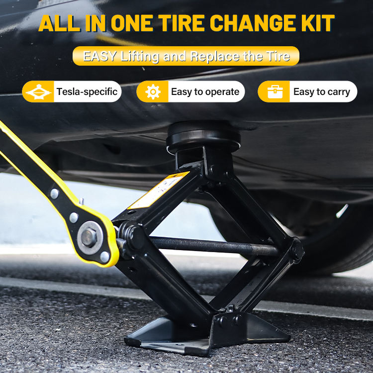 2 Ton Scissor Car Jack – Portable U Head Lift with Ratchet Wrench