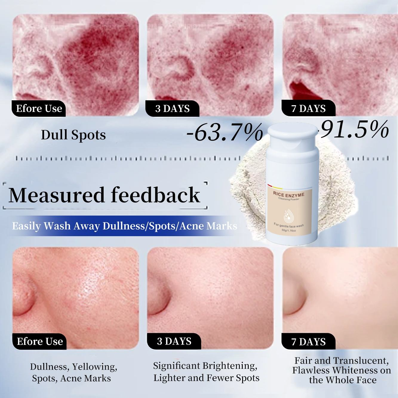 Organic Rice Enzyme Face Wash Powder Deep Cleansing