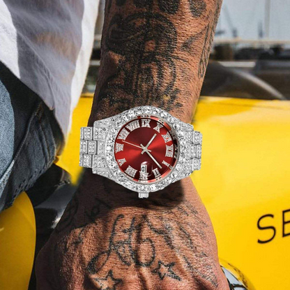 Men’s Iced-Out Quartz Watch – Luxury Crystal Diamond Style