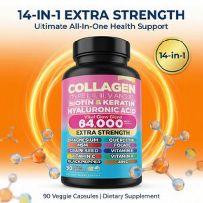 14 in 1 Collagen Capsules – Biotin, Keratin & Vitamin Complex Support