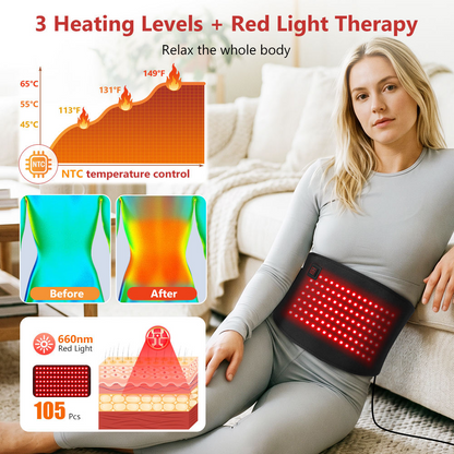 USB Powered Red Light Therapy Waist Belt with Heating Wrap