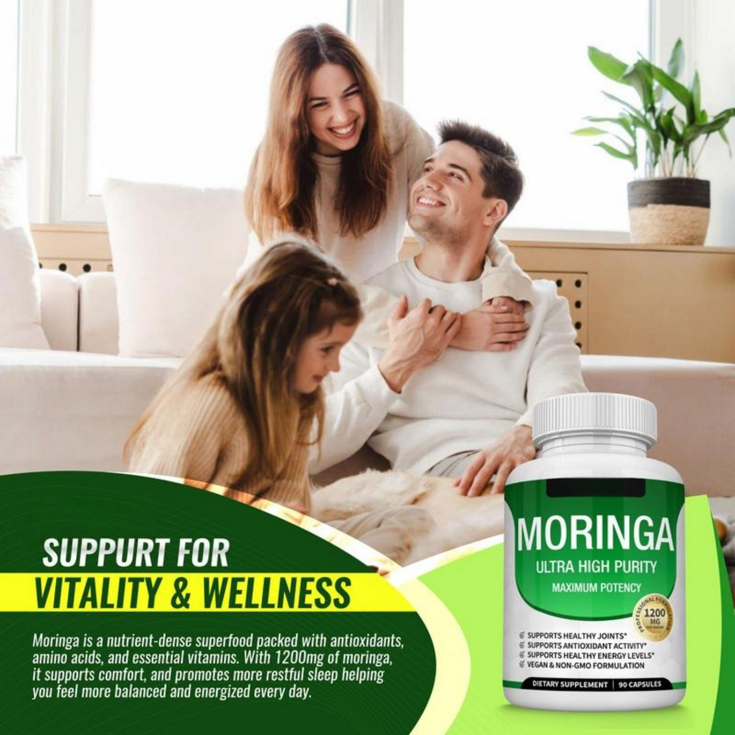 Moringa Leaf Capsules Natural Herbal Supplement