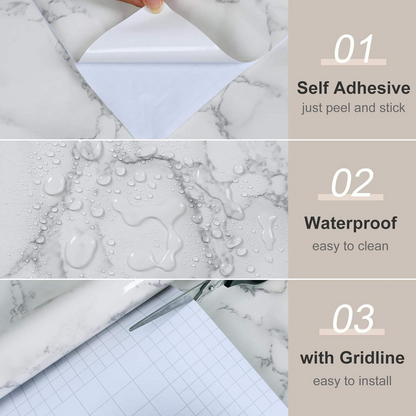 High Gloss Marble Contact Paper Peel & Stick Wallpaper