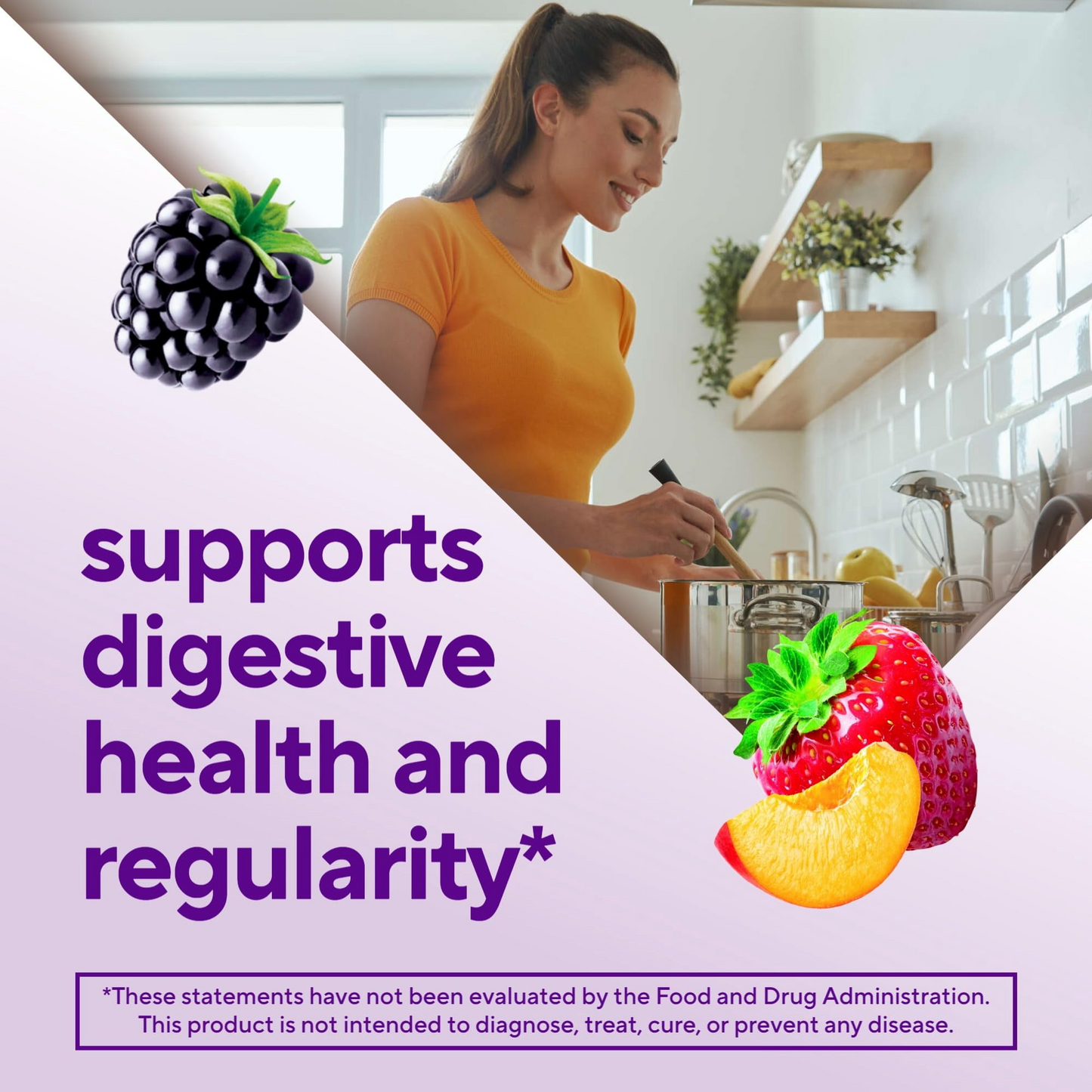 Sugar-Free Vegan Fiber Gummies – Berry & Peach Flavored Daily Wellness Supplement