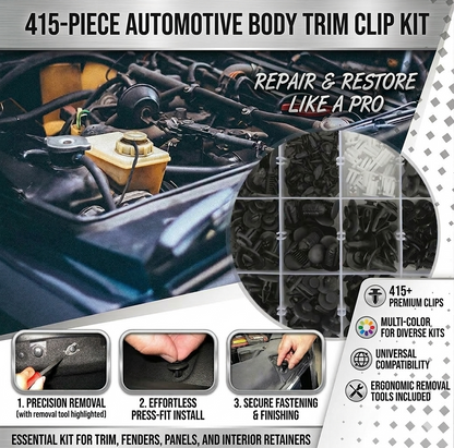 Car Trim Panel Clip Kit – 415pcs Plastic Button Clips with Tools