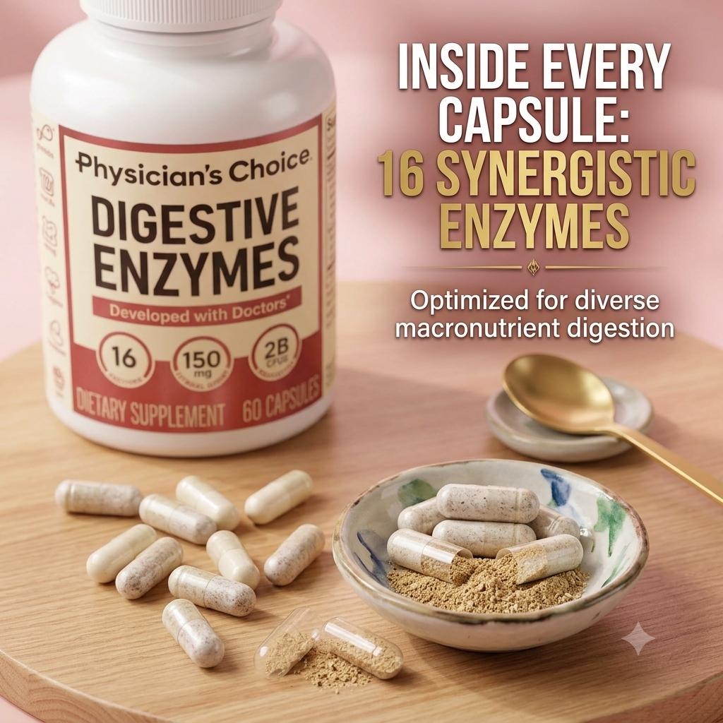 Digestive Enzymes with 16 Enzymes, Prebiotics & Probiotics – Dual-Action Daily Gut Health Support
