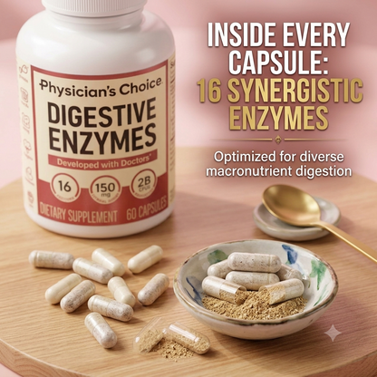 Digestive Enzymes with 16 Enzymes, Prebiotics & Probiotics – Dual-Action Daily Gut Health Support