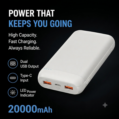 Fast Charging Power Bank – Dual USB Portable Charger with LED Light